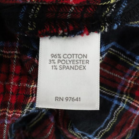 J Jill Top Womens Medium Black Red Plaid Long Blouse Buttons Attached Tie - Picture 15 of 16
